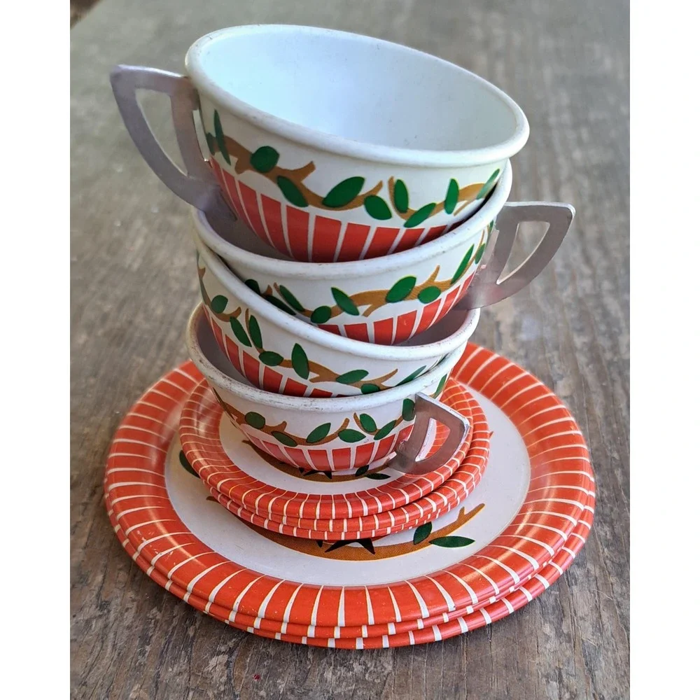 Vintage 12 Piece Retro 1960's Owl Tea Set Children's Play
